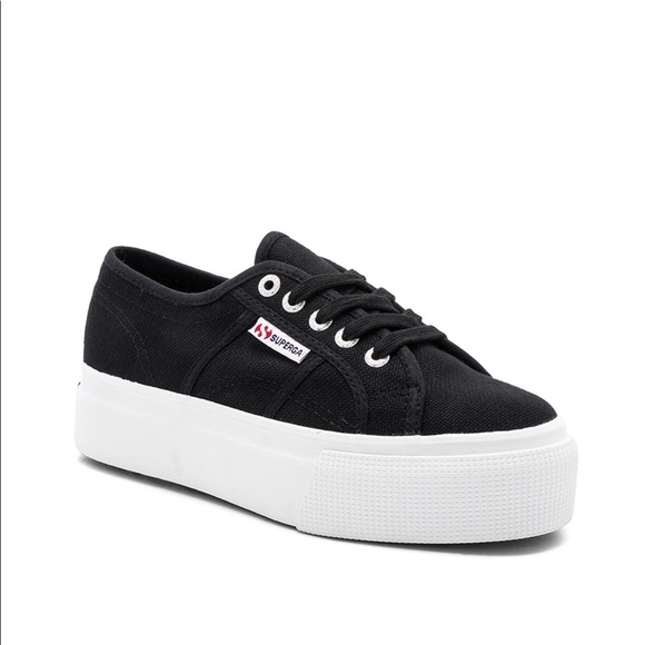 Superga 2790 Platform Low Top Black & White Sneakers - Picture 1 of 12